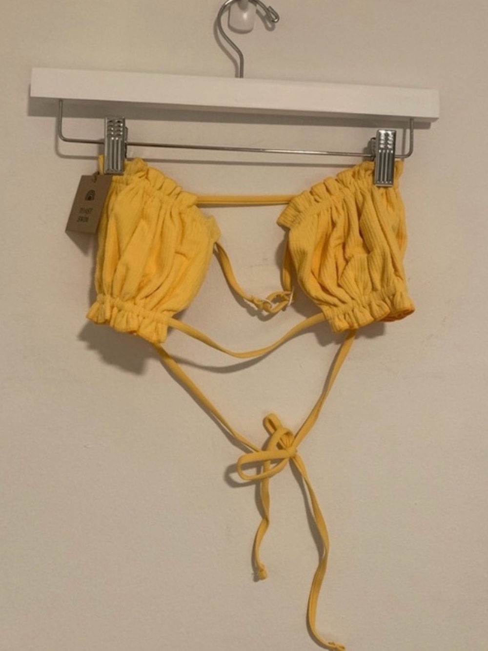 Free People Yellow Ruched Bikini Top